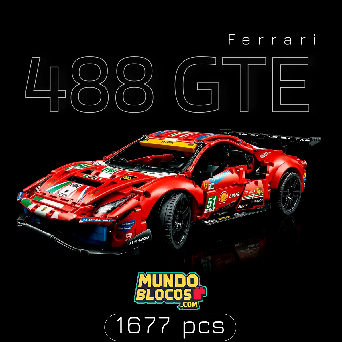 (74% OFF) Ferrari 488 GTE (1677 peças)