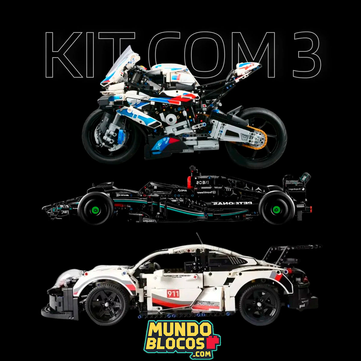 Compre Junto! Os Três Produtos Mais Vendidos (BMW M1000 RR, Mercedes AMG W14, Porsche 911 RSR)